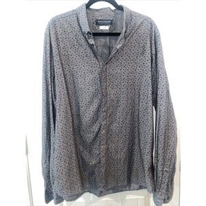 Premium Flowers Mens dress Grey Long Sleeve Button Down XL preppy Shirt jack
